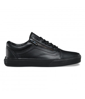Кожаные кеды Vans Old Skool Zip (Gunmetal) черные