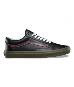 Кожаные кеды Vans OLD SKOOL BLEACHER черные
