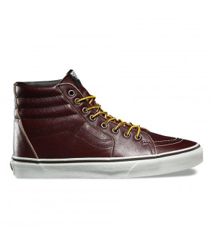 Кожаные кеды Ванс SK8-HI бордовые (натуральная кожа)